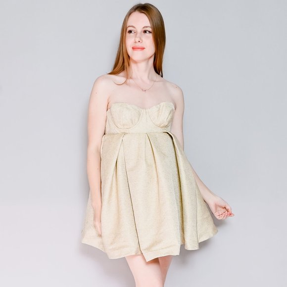 House of CB Dresses House Of Cb Zaza Gold Strapless Dress Nwt